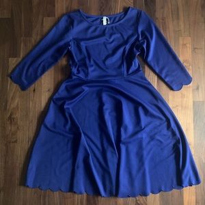 PinkBlush Solid Scalloped Hem Maternity Dress